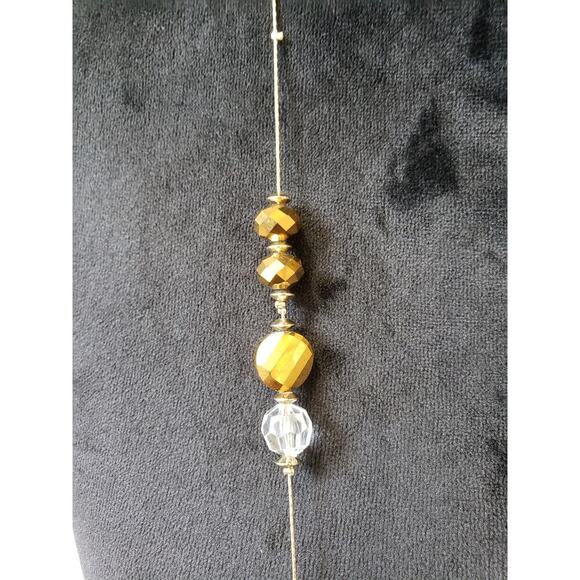 Women Gold Clear Faceted Bead Necklace Long Strand Lobster Clasp Elegant - Picture 3 of 6